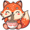 Cute Fox Eating Ramen