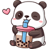 Cute Panda Drinking Boba Tea