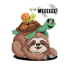Happy sloth, turtle and snail