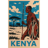 Kenya Maasaï guerrier Nature Illustration