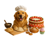 Golden Retriever Baking Cake Cookies