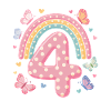 Rainbow Butterfly 4th Birthday Girl