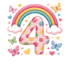 Rainbow Butterfly 4th Birthday Girl