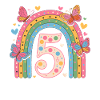 Rainbow Butterfly 5th Birthday Girl