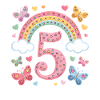 Rainbow Butterfly 5th Birthday Girl