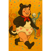 Festive dance with costumed characters