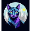 Geometric Cat City Illustration