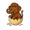 Cute baby mammoth on eggshell