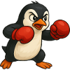 Cool Penguin Boxer Cartoon Kickboxer Martial Arts