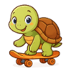 Cute turtle on skateboard