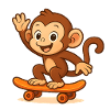 Playful monkey on skateboard