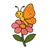 Cheerful butterfly on floral motif