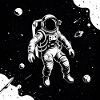 Weltraum-Astronaut im Mondhimmel