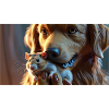 Relaxed dog with hamster friendship