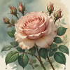 Elegantly delicate pink rose blossom