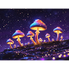 Bright mushroom motifs in neon style