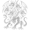 Bukavac -Mythical Multi-Headed Dragon Illustration