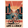 La vita è una gara - Poster per bici da strada retrò Design della bici