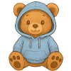 Cute Bear in Blue Hoodie