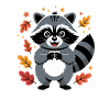 Verspielter Waschbär mit Herbstlaub
