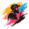 Künstlerischer Maler mit Farbklecks-Design