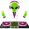 Alien DJ with Neon Headphones