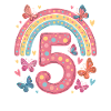 Rainbow Butterfly 5th Birthday Girl