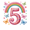 Rainbow Butterfly 5th Birthday Girl