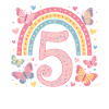 Rainbow Butterfly 5th Birthday Girl