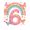 Rainbow Butterfly 6th Birthday Girl