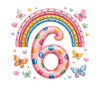 Rainbow Butterfly 6th Birthday Girl