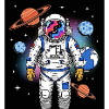 Space astronaut with planetary cosmos