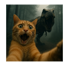 Cat Selfie With T-Rex Dinosaur Comedy Animal