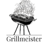 Grill master with smoke and steak