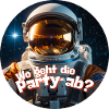 Weltraum-Partyfrage mit Astronaut