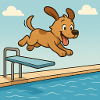 Playful dog jumping into the water