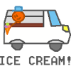 Ijswagen met lachend poppetje