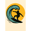 Surfeurs au coucher du soleil