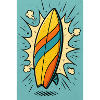 Surfbrett mit bunten Streifen