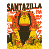 Riesiger Weihnachtsmann im Retro-Kaiju-Modus