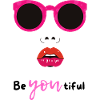 Female skull with sunglasses and lips