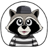 Raccoon in cardigan and hat