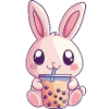 Rabbit drinks bubble tea