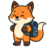 Cute fox with glasses & satchel