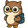 Cute owl with glasses & satchel