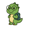 Cute dinosaur with glasses & satchel