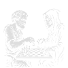 Aristotle and Grim Raper Chess Illustration