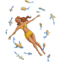 Frau im Wasser mit Koi-Fischen