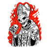 Spooky Alien Pope – Dark Halloween Skeleton