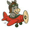 Playful donkey in airplane design